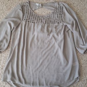 Sheer gray/khaki Blouse with front detail